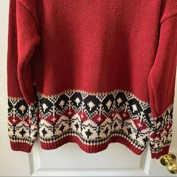 Vintage  Cleo Cardigan Animal Embroidered Grandma Sweater Red Blue Size Medium - Picture 12 of 16